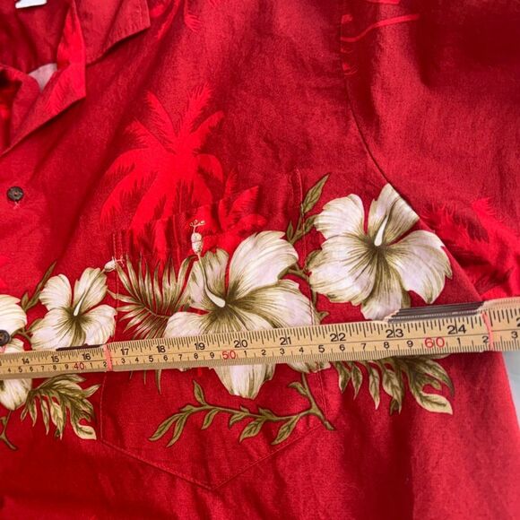 Men's Fashionable Hawaiian Style Shirt Ali fashions red Hibiscus SZ XXL - Picture 5 of 7